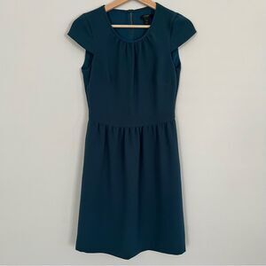 J. Crew Teal Crepe Cap Sleeve Dress, Size 0